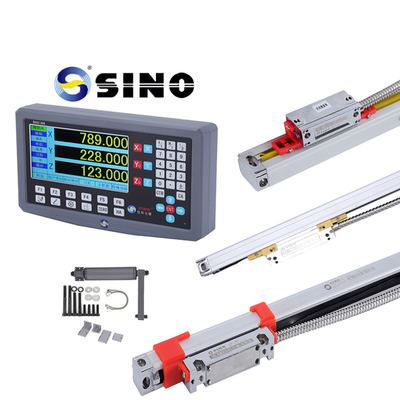 Recolección de herramientas de medición con SINO SDS2-3VA Sistema de lectura digital DRO de 3 ejes y regla lineal de vidrio KA300